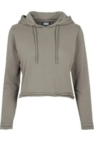 Urban classics Rundhalspullover Damen Ladies Cropped Terry Hoody (1-tlg) grün L