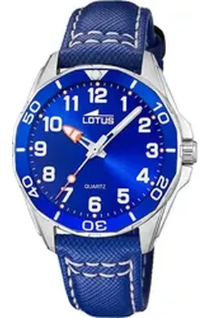 Lotus Chronograph Kinderuhr Leder blau Classic, (Chronograph), Kinder Armbanduhr rund, mittel (ca. 36mm), Edelstahl blau