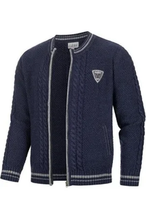 Nübler Trachtenstrickjacke Trachtenstrickjacke Langarm Henry in Blau von L