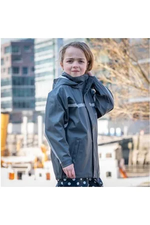 BMS Regen- und Matschjacke Regenjacke für Kinder 100% wasserdicht mit Kapuze grau 122