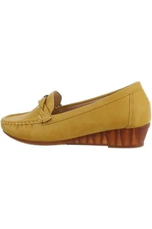 Ital-Design Damen Mokassins Freizeit Slipper (75166924) Keilabsatz/Wedge Mokassins in Gelb gelb 38 EU