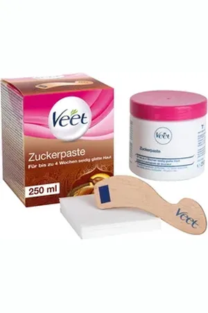 Veet Zuckerpaste für Körper & Gesicht mit Vanilleblütenduft 250 ml, inkl. Holzspatel & Stoffstreifen