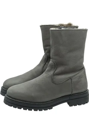 Clic! Stiefel Leder Damen Teens Boots 20440 Lammfellfutter Grau Schnürstiefelette 41 EU