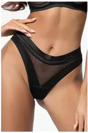 Axami String String in schwarz mit Tüll elastisch transparent (einzel, 1-St) schwarz XL