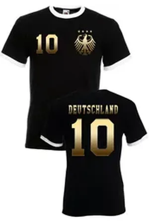 Youth Designz T-Shirt Deutschland Herren T-Shirt Fußball Trikot Look EM 2024 mit trendigem Motiv goldfarben|schwarz L