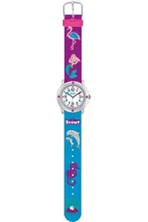 Scout Quarzuhr Star Kids, 280393023, Kinderuhr, Mädchen, Delphin, Geschenkidee lila