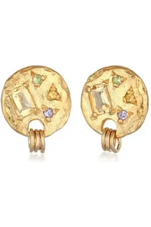 Haze & Glory Paar Ohrstecker Ohrstecker Iolith Granat - Liza 925 Silber goldfarben