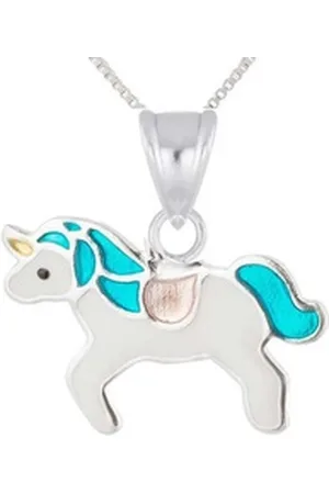 schmuck23 Kettenanhänger Anhänger Kette Einhorn 925 Silber Kinder Mädchen (Halskette mit Anhänger), Silberanhänger Kettenanhänger Kinderschmuck Halskette bunt