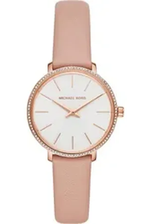 Michael Kors Quarzuhr PYPER MK2803, Armbanduhr, Damenuhr, Glassteine, Lederarmband rosa