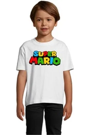 Blondie & Brownie T-Shirt Kinder Super Mario Retro Gamer Gaming Konsole Spiele weiß 10 Jahre (130/140)