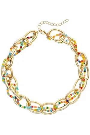 Lascana Gliederkette, mit farbenfrohen Acrylperlen, Halsschmuck, Collier, Halskette goldfarben
