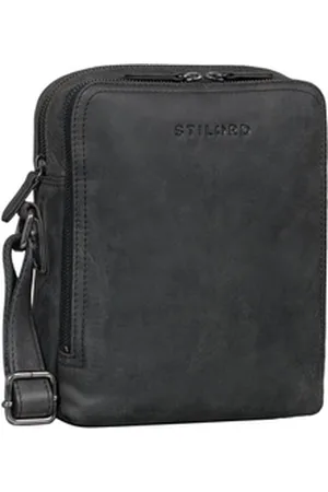STILORD Schultertasche "Tobias" Kleine Herrenhandtasche grau