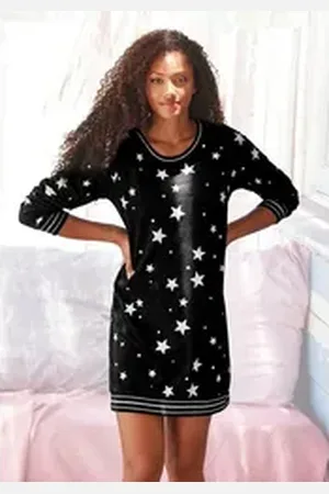 vivance collection Dreams Sleepshirt mit angesagtem Sternedruck schwarz 32/34
