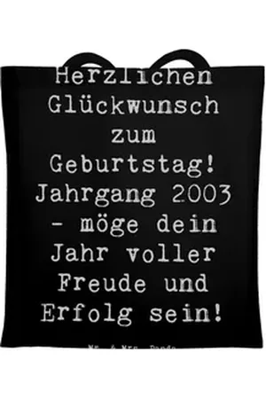 Mr. & Mrs. Panda Tragetasche 2003 Geburtstag - Schwarz - Geschenk, Freude, Strandtasche, Happy Bir (1-tlg), Modisches Design schwarz