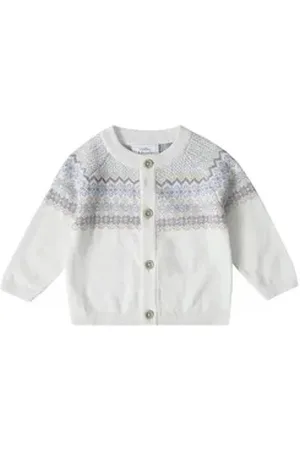 Stellou & friends Strickjacke Strickjacke mit Norweger-Muster Strickjacke mit Norweger-Muster lila|weiß 74/80