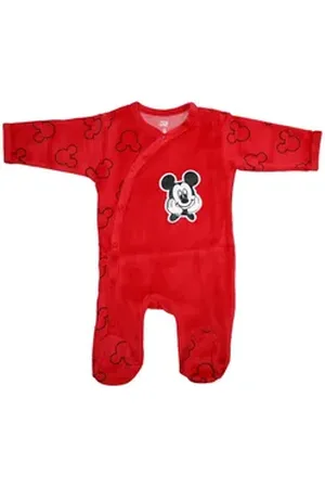 Disney Strampler Mickey Maus Baby Kleinkind Velour Bodie Strampler Einteiler Gr. 62 bis 92 rot 86