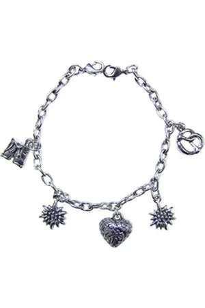 Trachtenland Bauchketten und Fußketten Set Dirndl Charivari Kette mit Herz