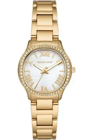 Michael Kors Quarzuhr SAGE 31 mm MK4822, Armbanduhr, Damenuhr, Perlmutt-Zifferblatt, Edelstahlarmband goldfarben