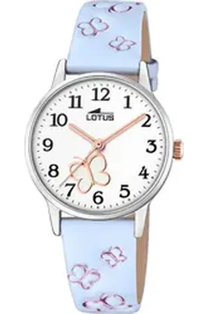 Lotus Chronograph Kinderuhr Leder hellblau , (Chronograph), Kinder Armbanduhr rund, klein (ca. 30mm), Edelstahl blau