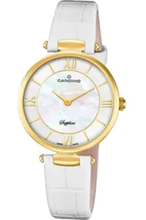 Candino Quarzuhr Elegance Leder Quarz Damen Uhr, (Analoguhr), Damenuhr Lederarmband weiß, rundes Gehäuse, klein (ca. 30mm) weiß