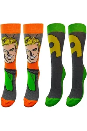 DC Comics Originals Freizeitsocken Justice League Aquaman Socken Doppelpack 2 Paar Strümpfe für jugendliche + Erwachsene Herrensocken Gr. 39 41 42 43 44 45 Originals
