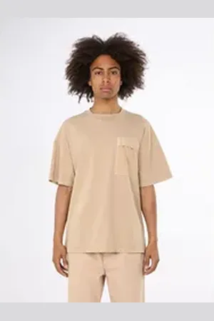 Knowledge Cotton Apparal T-Shirt NUANCE BY NATURE Loose T-Shirt beige M