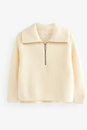Next Troyer Kastiges Hoodie mit halbem Reißverschluss (1-tlg) beige 104 (4 J.)