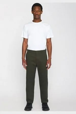 Knowledge Cotton Apparal Chinohose CHUCK regular im cleanen Look grün 36