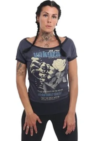 Yakuza Rundhalsshirt Believe mit elastischem Saum blau S