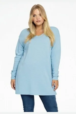 Yoek Longpullover Damen Pullover Große Größen blau 46/48