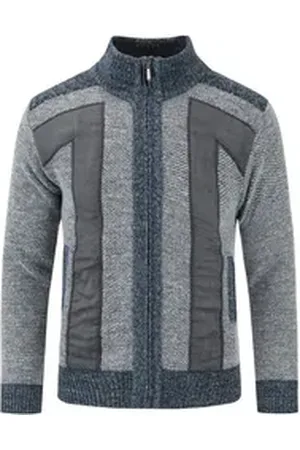 Allthemen Cardigan Herren Cardigan Grobstrick Gefüttert Pullover für Winter grau M