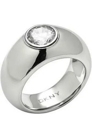 DKNY Fingerring Damen, Aus Edelstahl, Silber, Zirkonia, Gr. 53 (16,9mm) silberfarben