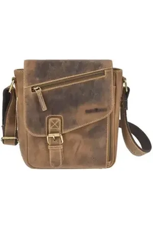 Greenburry Umhängetasche Vintage Leder, used Look, Schultertasche 23x18cm, Herrentasche, antikbraun braun