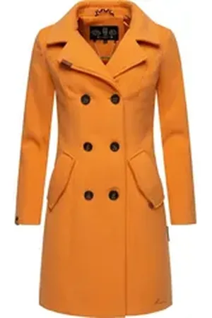 Marikoo Wollmantel Nanakoo edler Damen Trenchcoat in Woll-Optik orange XL (42)