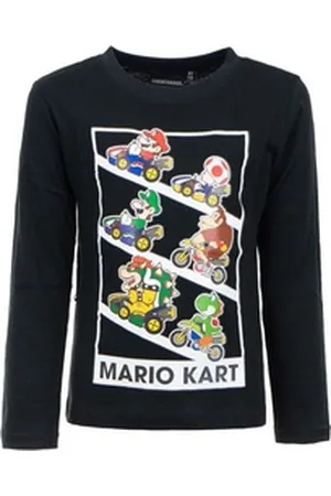 Super Mario T-Shirt KART LANGARM T-SHIRT Schwarz Jungen + Mädchen Gr. 98 104 110 116 122 128 ca. 3 4 5 6 7 8 Jahre 98