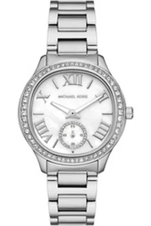 Michael Kors Quarzuhr SAGE MK4807, Armbanduhr, Damenuhr, Perlmutt-Zifferblatt, Edelstahlarmband silberfarben