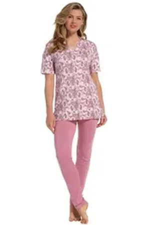 Pastunette Schlafanzug Damen Pyjama mit Leggins (2 tlg) Modisches Design rosa 38