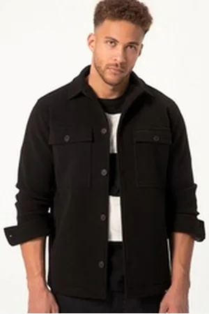 STHUGE Funktionsjacke Wolloptik-Jacke Overshirt Langarm bis 8 XL schwarz 7XL