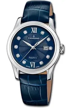 Candino Quarzuhr Damenuhr Classic, (Analoguhr), Damenuhr Edelstahlarmband dunkelblau, rundes Gehäuse, mittel (ca 33mm) blau