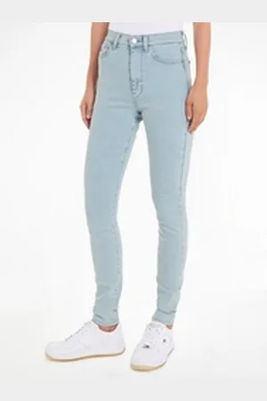 Tommy Hilfiger Bequeme Jeans Sylvia Skinny Slim Jeans Hohe Leibhöhe mit Ledermarkenlabel blau 33