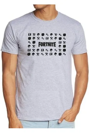 Fortnite Print-Shirt T-Shirt hellgrau meliert Erwachsene + Jugendliche Epic Icons Gr. XS S M - Größe 140 152 164 176 182 M