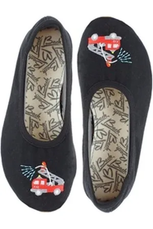 Beck Schläppchen Feuerwehr Gymnastikschuh (für schmale Füße, für Sport, Kita, Schule und Zuhause) mit rutschfester Gummi-Laufsohle schwarz 24 EU