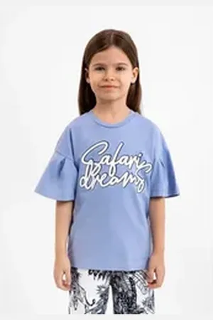 Gulliver T-Shirt mit coolen Schriftprints blau|lila 110