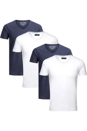 JACK & JONES T-Shirt (Spar Set, 4er-Pack) V-Neck blau M