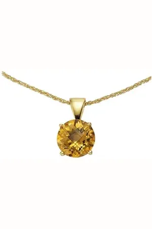 Jamelli Kette mit Anhänger 925 Silber vergoldet Citrin gelb