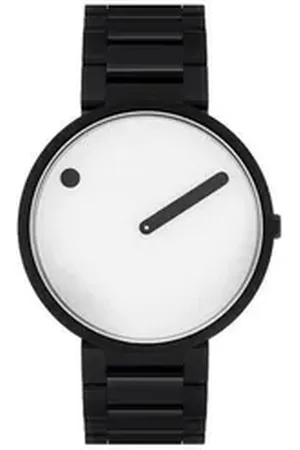 Picto Quarzuhr Uhr Edelstahl schwarz, weißes Ziffernblatt 43379-2020