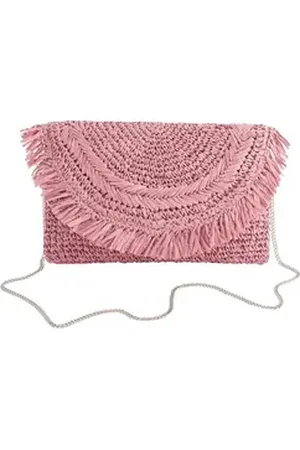 Next Clutch Clutch aus Naturmaterial mit Fransen (1-tlg) rosa