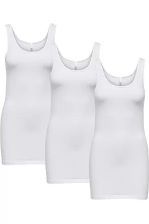 ONLY Tanktop 3er Pack Damen Top Live Love Long Basic Tank Tops weiß XL