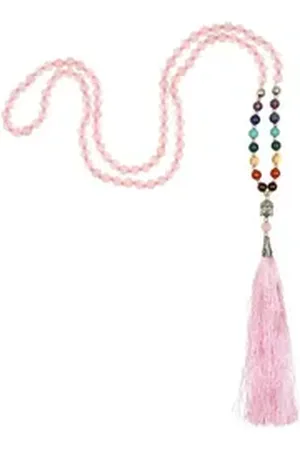 BODHI Perlenarmband Mala 7 Chakren mit Rosenquarz, 108 Perlen