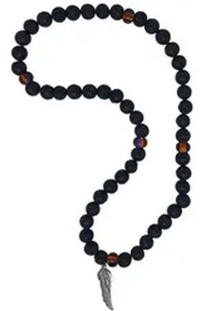 Aaron Bane Perlenkette Lava Perlenkette Halskette Damen Herren Engelsflügel Glasperlen (1-tlg)